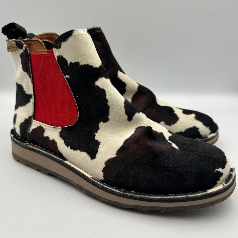 Toni Pons Winter‎ Isona Chelsea Leather Boot Cow Hide Print Spain 36 (6) NEW